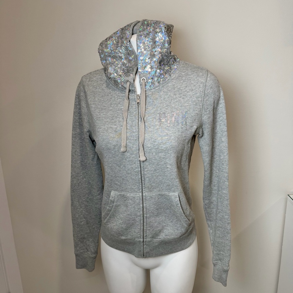 Victorias Secret Pink Graphic Limited Edition Sequined Hood Hoodie 2013